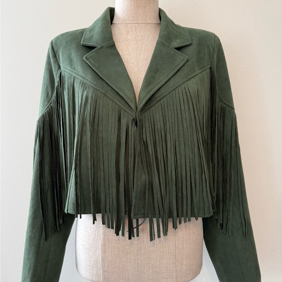 Green Fringe Bomber Jacket - Picture 5 of 7